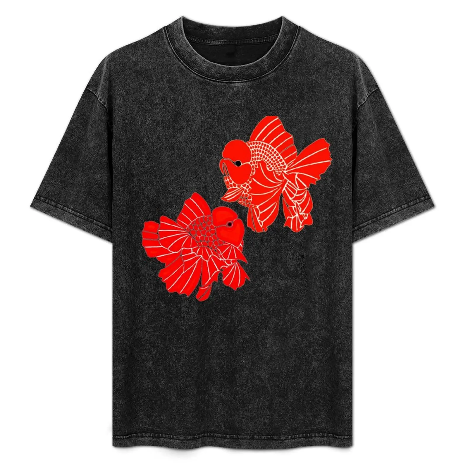 Camiseta roja con logotipo Fancy Oranda Goldfish Pair, camiseta deportiva básica que absorbe la humedad