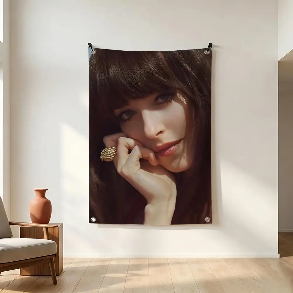 Bandera de casa Celebrity D-Dakota J-Johnson, 4 ojales, impermeable, antiarrugas, duradera, fácil de instalar, decoración artística para jardín