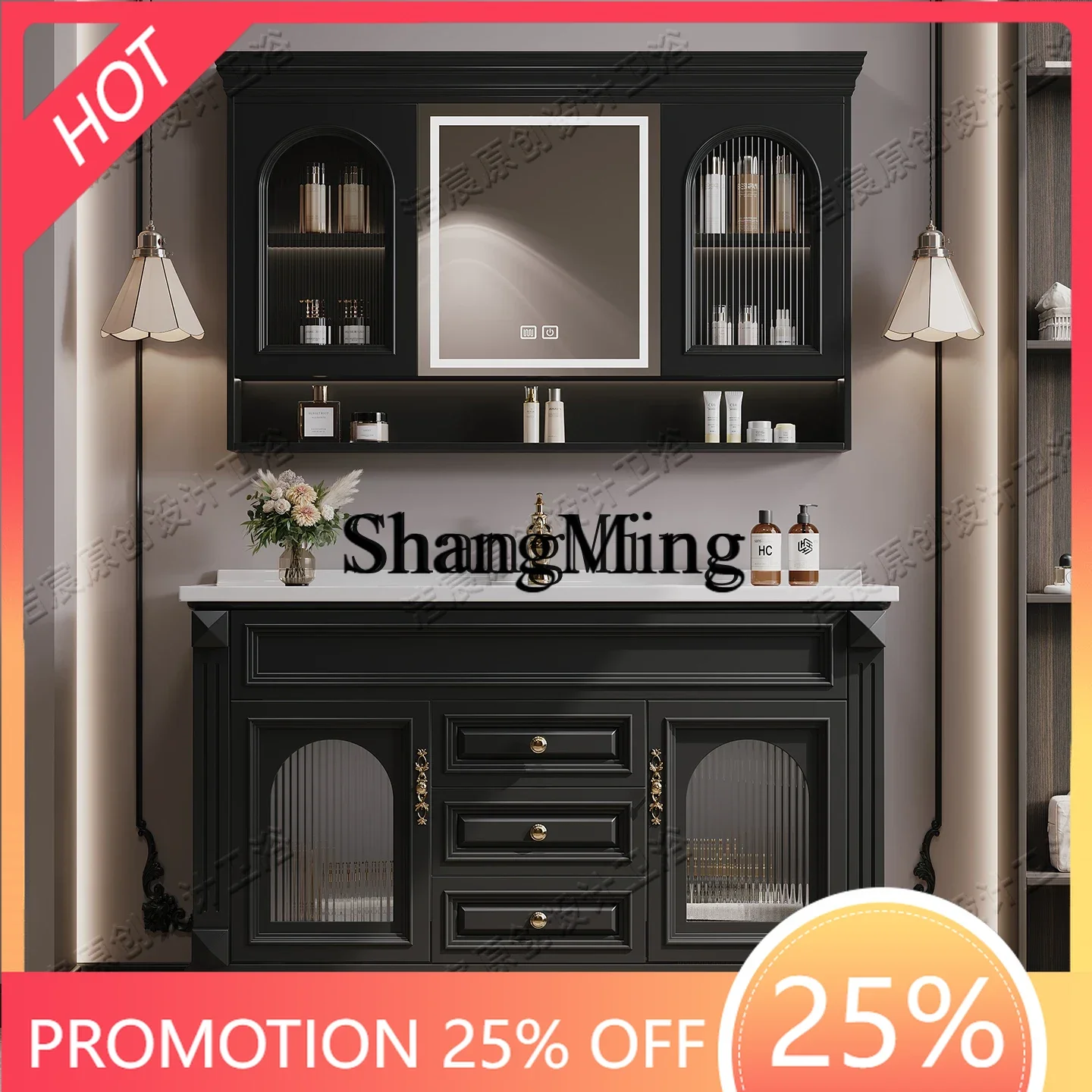 

ZYY бытовой дубовый шкаф для ванной комнаты премиум-класса, комбинированная встроенная керамическая раковина, умная