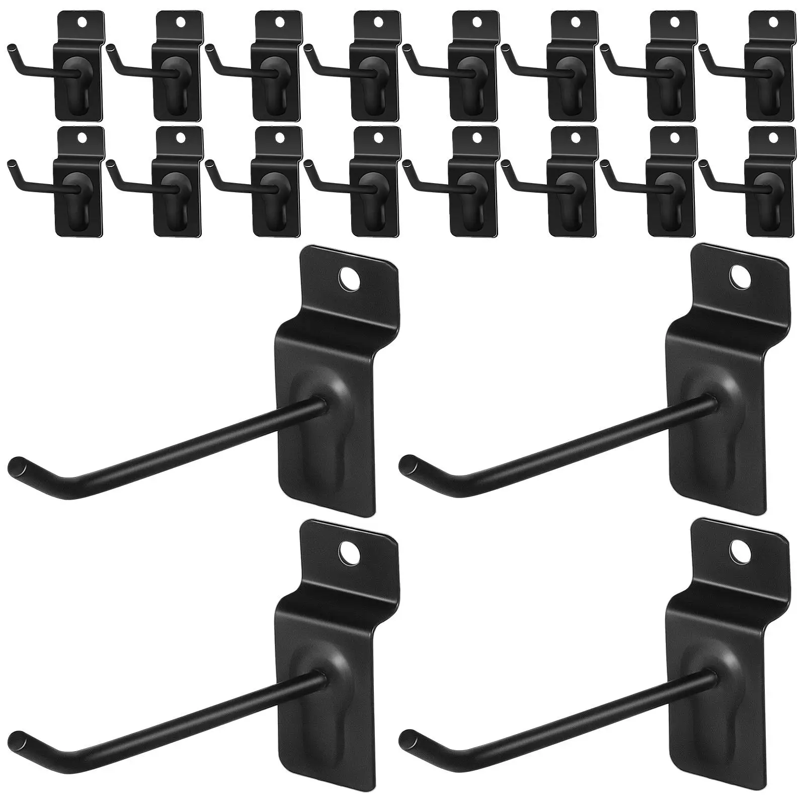 

20pcs Slatwall Black 4mm Thick 10cm Utility Hooks For Garage Iron Wall Home Storage Garage Tools Hanging Accessories