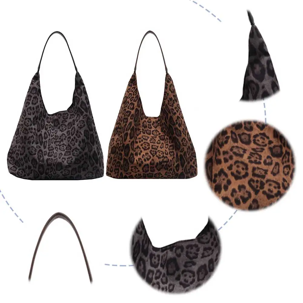 

Women Suede Shoulder Bag Leopard Print Hobo Bag Magnetic Closure Purse and Handbag Trendy for Work Travel