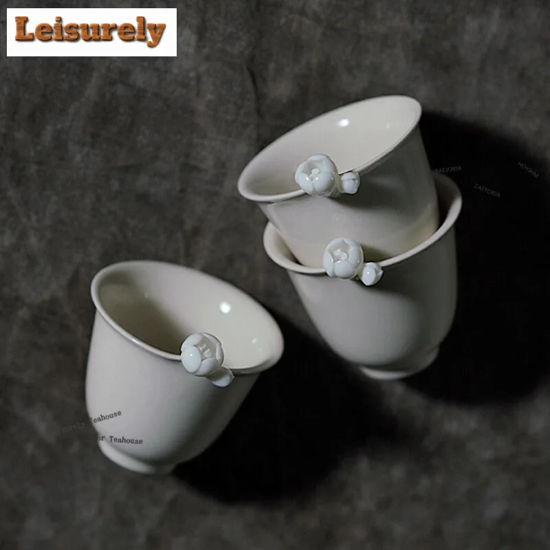 50ml Plant Ash Hand Pinch Plum Blossom Teacup Handmade Tea Bowl Water Jug Tea-tasting Fragrance Cup Chazhan Master Cups Cha