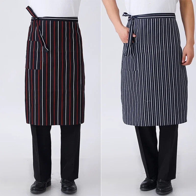 Black Men Kitchen Apron Striped Chef Cleaning Accessories Women Useful Cooking Grid Adjustable colorful apron catering household