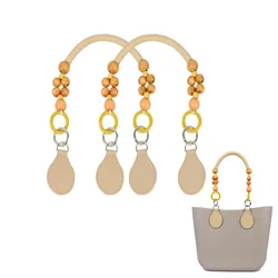 Tanqu New 2024 Wooden Beads Ring PU Straps Handle with Tear Drops for Obag Classic Mini Women girl ladies shoulder Handbag O Bag