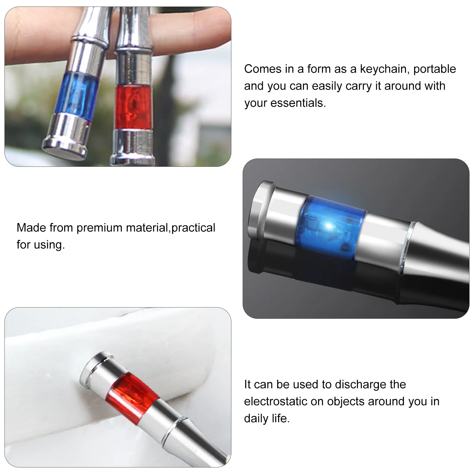 2Pcs Electrostatic Keychain Car Keyring Anti Static Rod Static Elimination Tool for Cars Homes Offices Dry Weather Protection