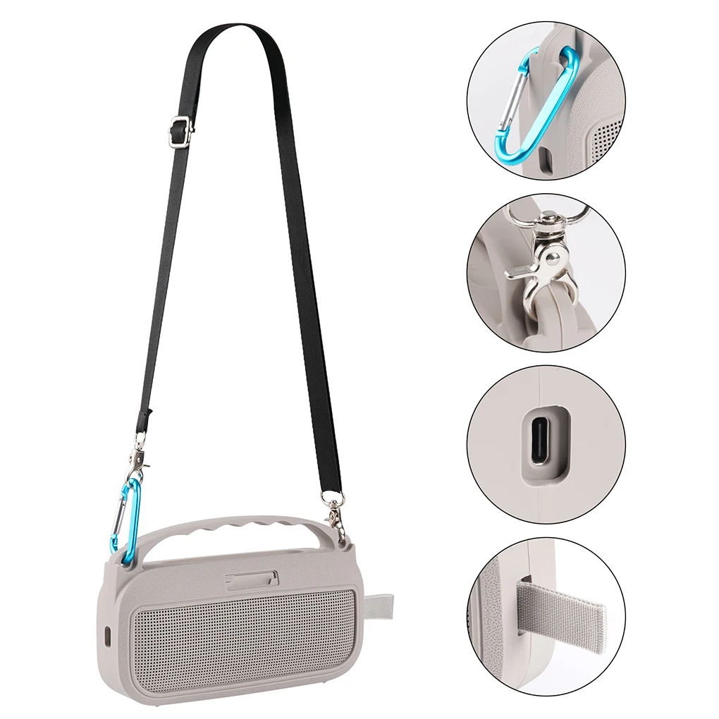 Silicone Case Cover for Bose SoundLink Flex 2nd Gen with Handle & Shoulder Strap Travel Protective Carrying Pouch Carrying Case - Image 5