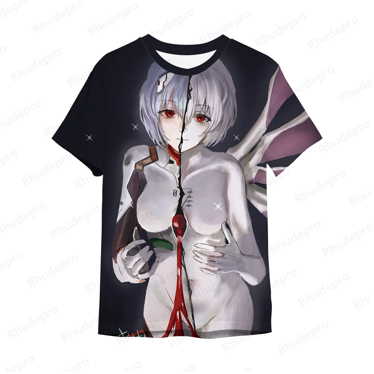 Neon Genesis Evangelion T-Shirt masculina, Roupas Hip Hop, Tendência extragrande, Y2K Moda Tshirt, Tendência Hip Hop, Streetwear, 2024