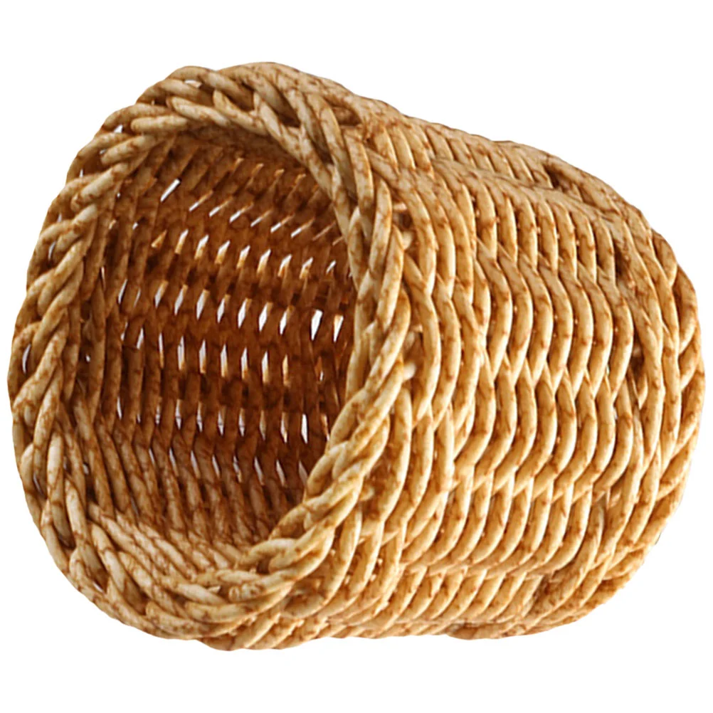 Multi-functional Woven Basket Pencil Holder Makeup Brush Container Wicker Storage