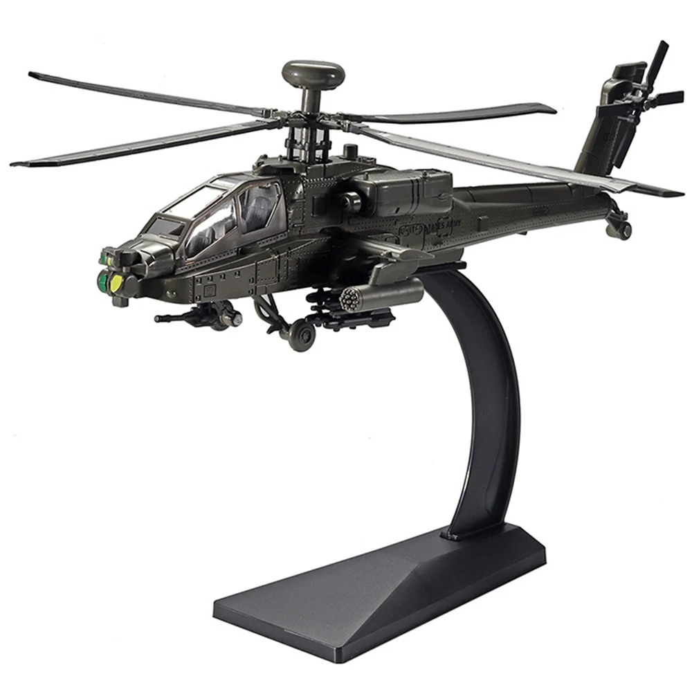 1:64 Original Model Ah-64“ Apache” Armed Helicopter Artificial Aircraft Model, Military Model Gift Exhibition Ornaments, Dark Gr