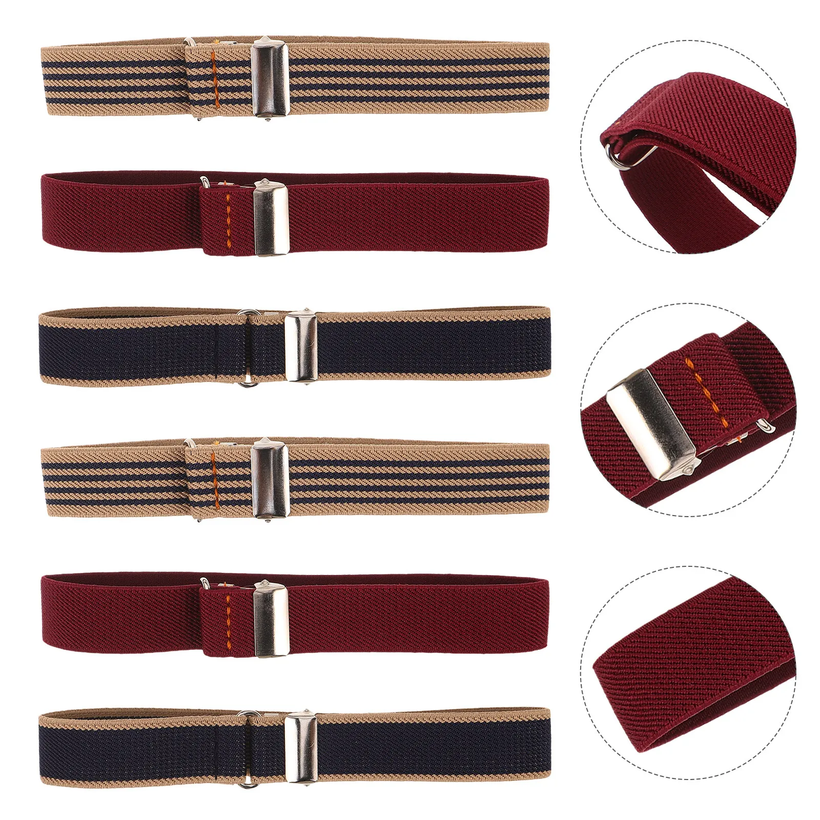 3 Pares de Soportes Elásticos para Mangas, Ajustables y Antideslizantes, Brazaletes Elásticos Unisex para Camisas y Blazers de Hombre y Mujer