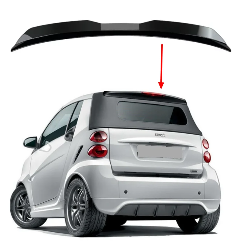Für Benz Smart Fortwo 451 Heckklappen-Dachspoiler Flügel ABS-Kunststoff Schwarz Exterieur Karosserie-Kit Zubehör