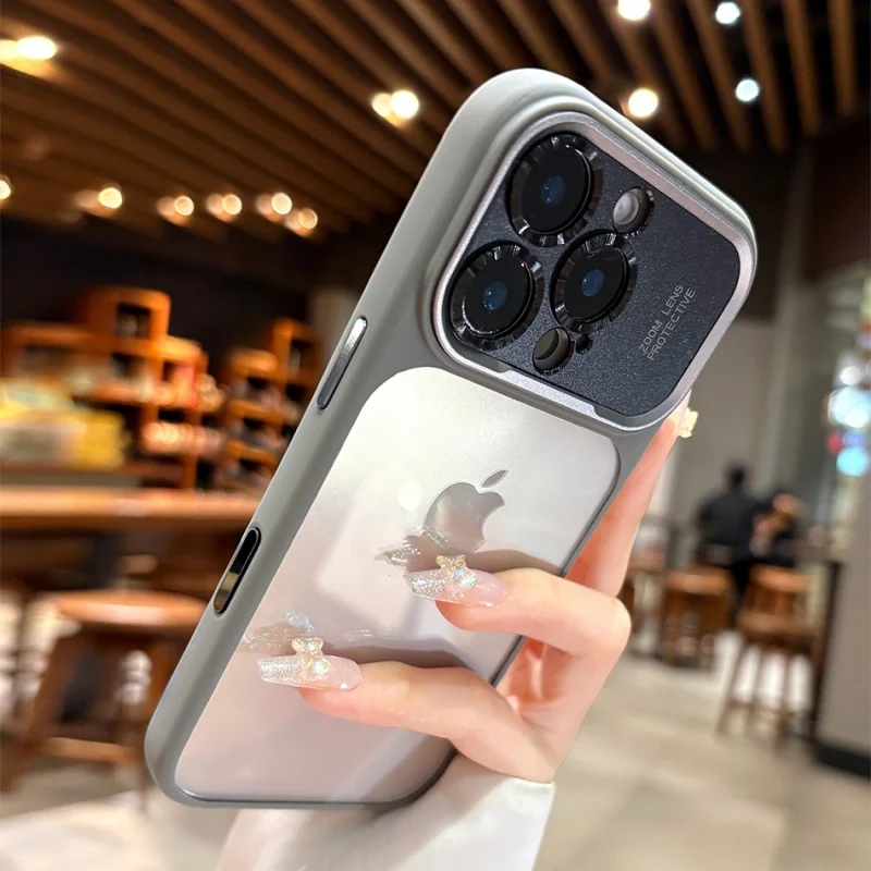 Matte Stoßfänger-Handyhülle Transparent für iPhone 18 17 16 15 14 Pro Max Air Kameralinsen-Schutz Stoßfeste Klare Rückseite – Detail 10