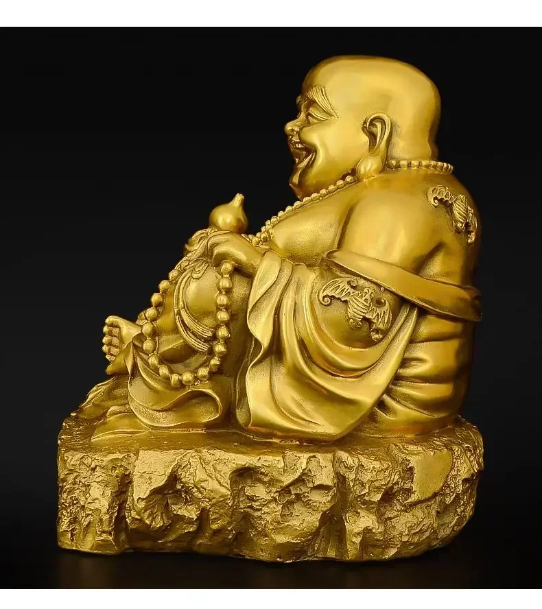 Lucky Copper Maitreya Buddha Big Belly Bodhisattva Ornament Laughing Buddha Home Statue view 3