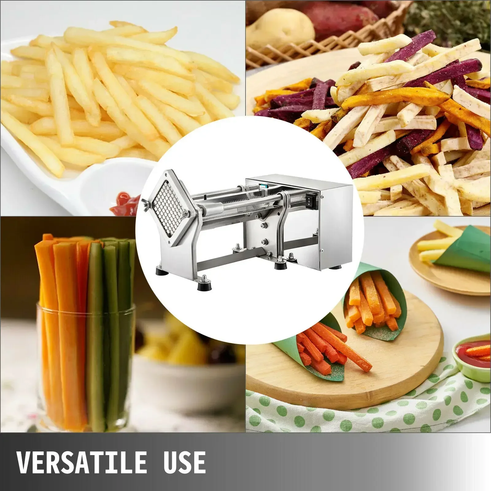 VEVOR Electric Vegetable Cutter Horizonal Fruit Silcer 4 Replaceable Blades Stainless Steel Food Processors for Home Appliances