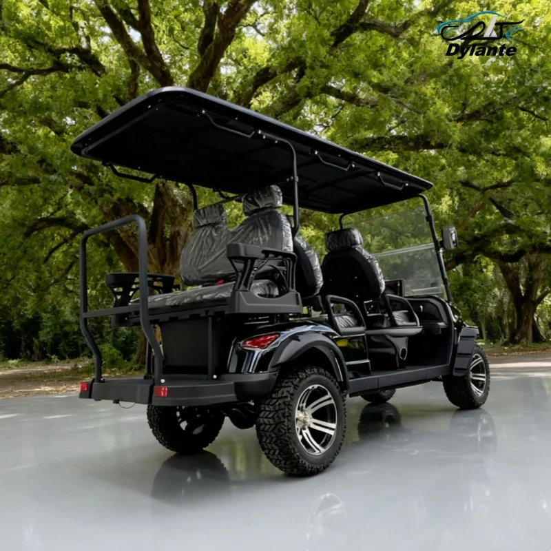 عربة جولف كهربائية تتسع لـ 6 أشخاص من المصنع، مركبات الاستقبال في الملاهي، عربات الشاطئ مع إطارات للطرق الوعرة للزجاج الأمامي قابلة للطي