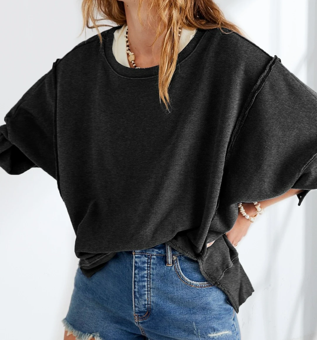 2025 Round Neck Hoodie Women's Sports Base Sweater Knitted Sweater Long Sleeved Top