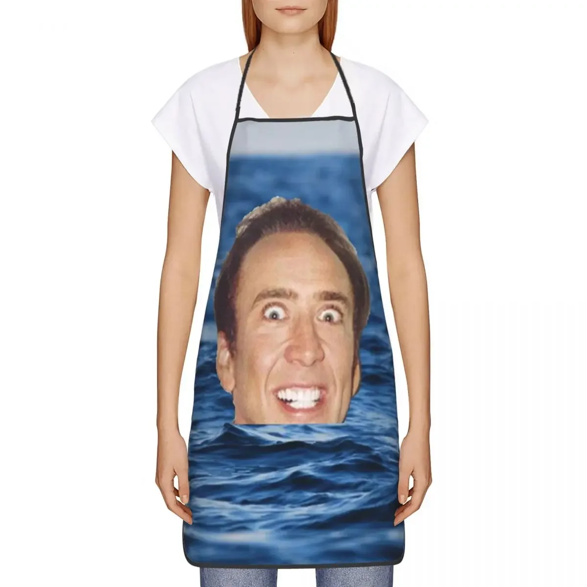 Funny Nicolas Cage In Sea Bib Apron Men Women Unisex Kitchen Chef Funny Meme Tablier Cuisine for Cooking Baking Gardening