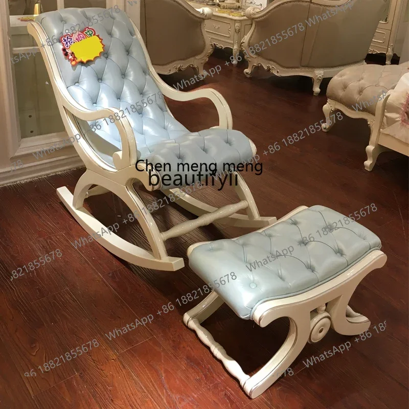 B178 European style, bedroom nap carefree leisure, lazy sofa with pedal full solid wood chair2936