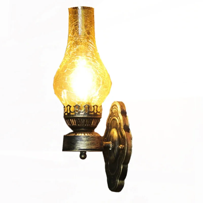 Rustic Iron Loft Wall Lamps Vintage Kerosene Lantern Lights Rusty Corridor Hallway LED Wall Sconce Lamps Lighting Matty Fixtures