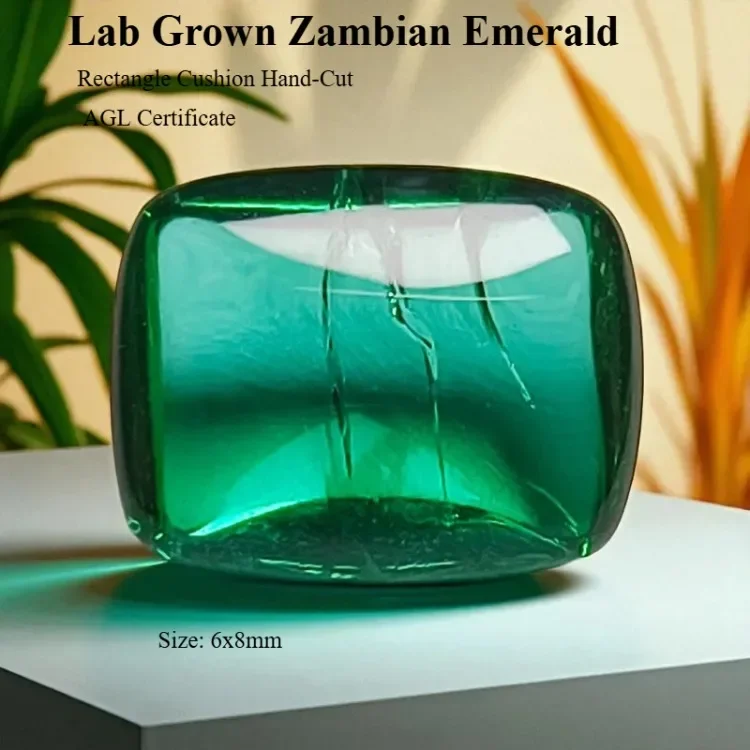 زمميا زامبيا المزروعة من Lab Grown - وسادة مستطيلة حرارية مائية مقطوعة يدويًا، مع تضخيم الشقوق، شهادة AGL قابلة للاختيار