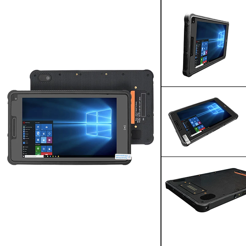 8 Inch Ultra-Thin Rugged Tablet Windows 10 IP65 Waterproof IPS Display 1920*1200 Support 4G NFC & 2D Barcode