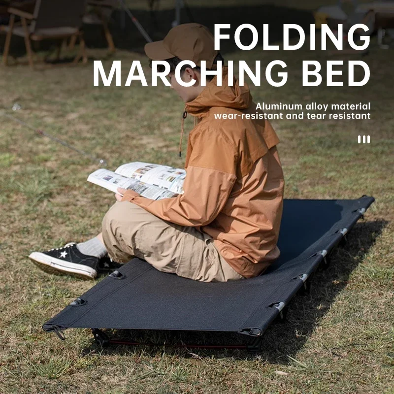 Folding Marching Bed Outdoor Ultralight Camping Cot Hiking Folding Bed Portable Tent Bed Marching Bed Aluminum Alloy Single Cot