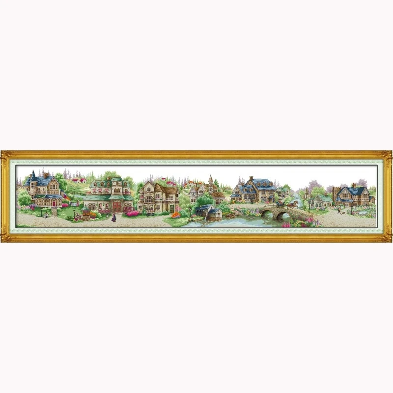 

European Town Coundted Cross-Stitch Set 14ct Cross Stitch DIY Cross Stitch Kits for Embroidery Home Decor Needlework DIY