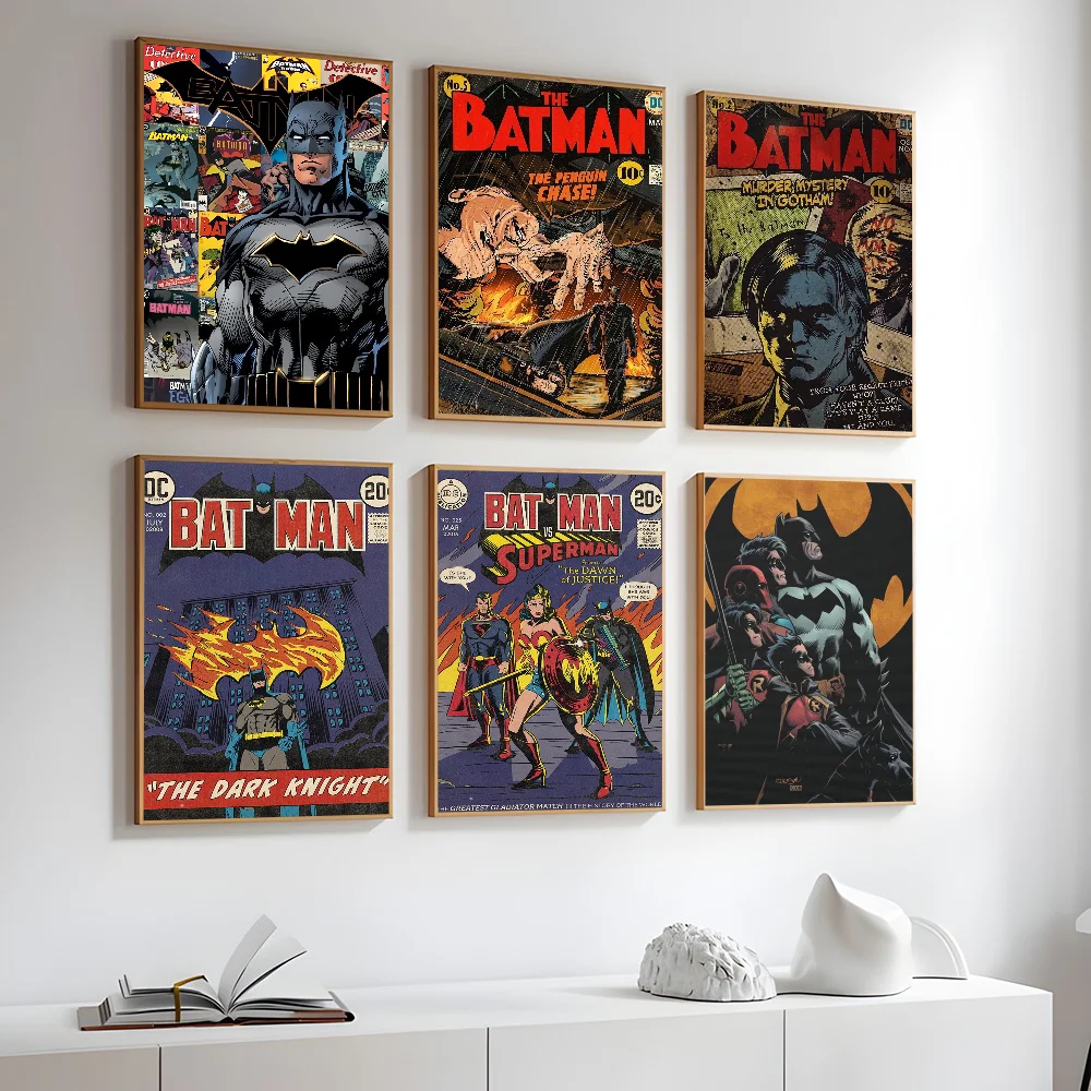 B-Batmans-Mans Movie Poster Stickers Art Wall Murals Decor Game Room Decor Gifts HD Painting