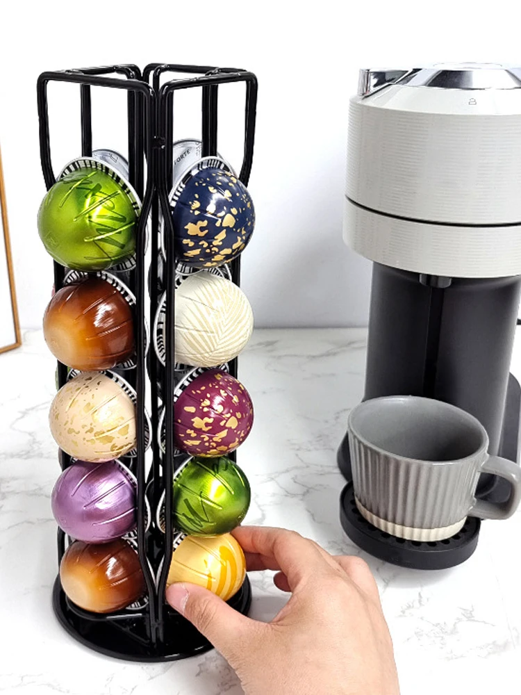 Rotativo Coffee Pod Holder Vertuo Line, Capsule Pods Holder, Display Stand, Metal, 20 Copos, Organizador de Armazenamento, Prateleiras Rack