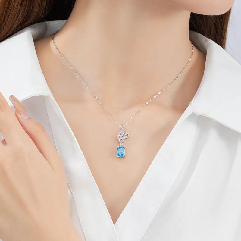 Bracelet Hand String Lucky Twelve Constellation Sterling Silver 925 Necklace Niche Design Entry Luxury Sugar Cube Clavicle Chain