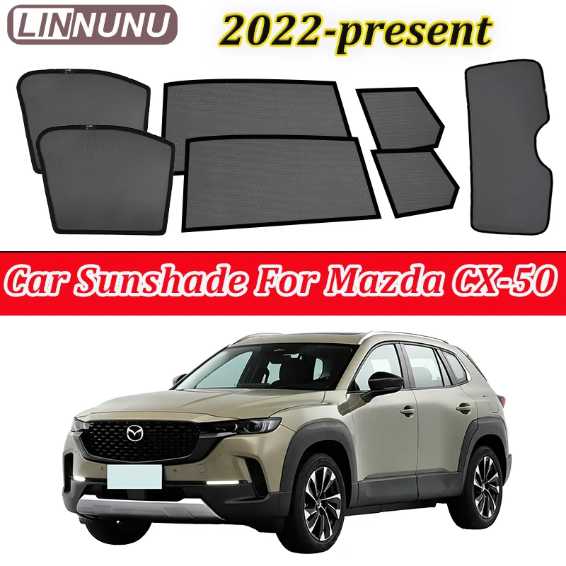 

LINNUNU Magnetic Car sunshade For Mazda CX-50 2022-2026 Windows Mesh curtains Privacy Protection UV Blockin Interior accessories