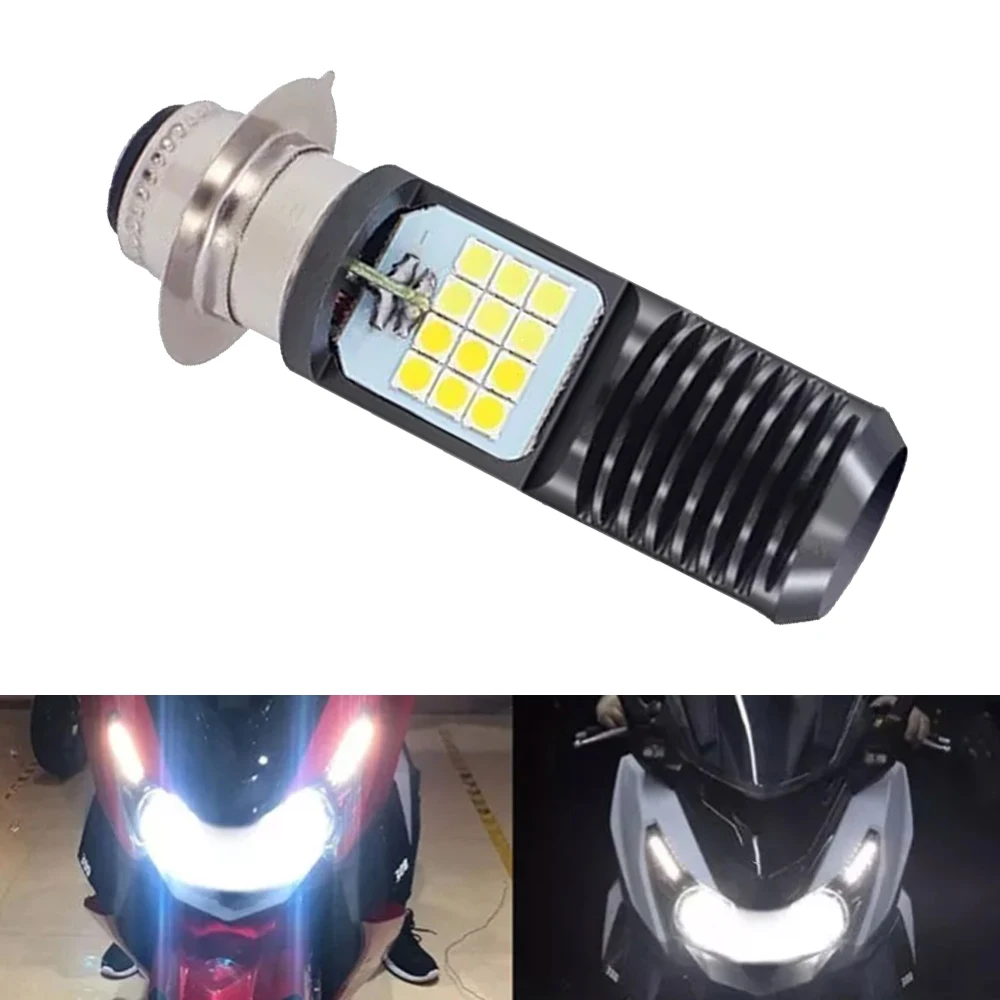 

1pc H4 LED Motorcycle Headlight BA20D P15 Led Lamp Headlamp For Motorcycle High Low Beam 24SMD