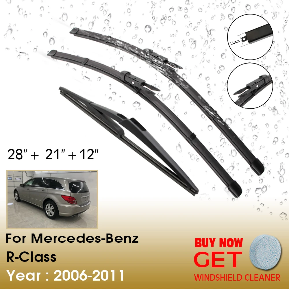 

Car Wiper Blade For Mercedes-Benz R-Class 2006-2011 Windshield Rubber Silicon Refill Front Window 28"+21"+12"Auto Accessories