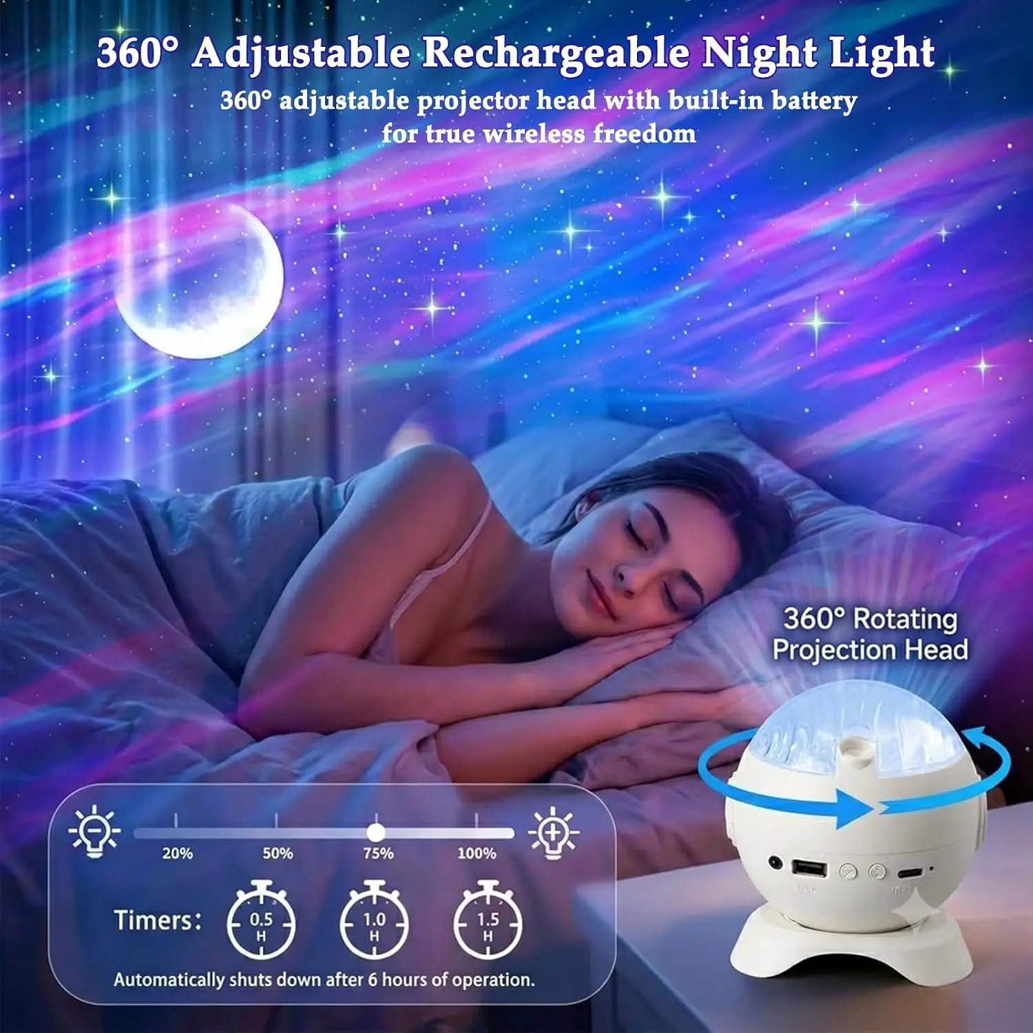 1-4PCS Galaxy Projector Night Light with Bluetooth Speaker Aurora Lamp for Bedroom Kids Room Gaming Room Gift Idea