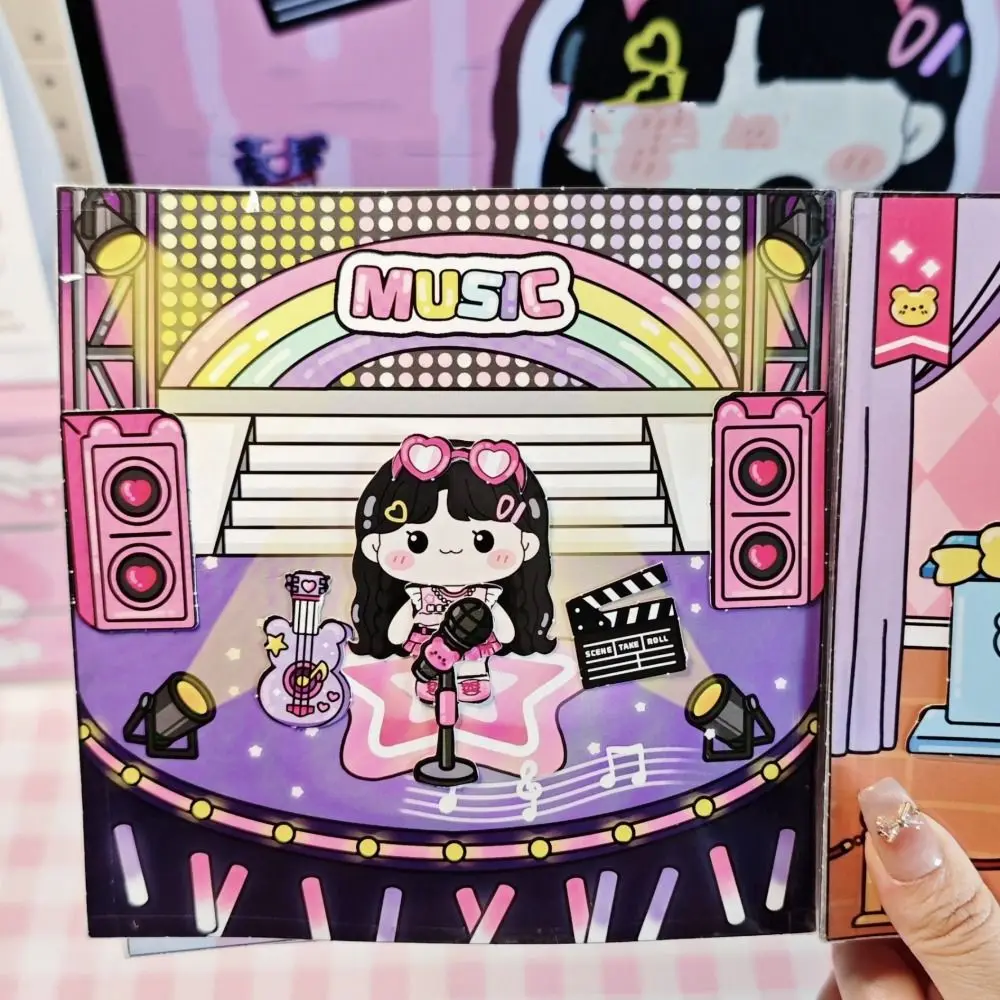 Activity Books Pinch Music Quiet Book Sticker Book Paper Telado Busy Book Kawaii Anime DIY Scene Material Sticker Girls