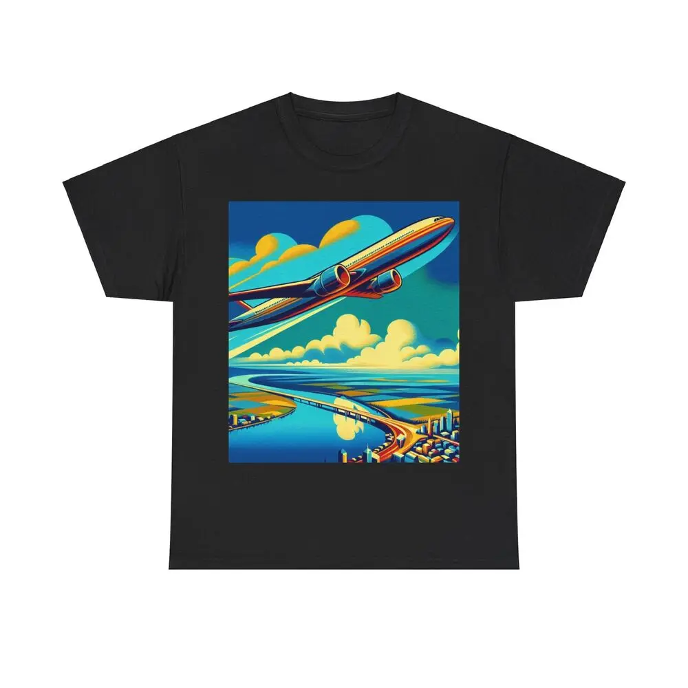 Airplane Flying In Sky Tourist Attraction Anime Graphic T-shirts For Men Clothing Women Tees Y2K Tops Unisex Summer