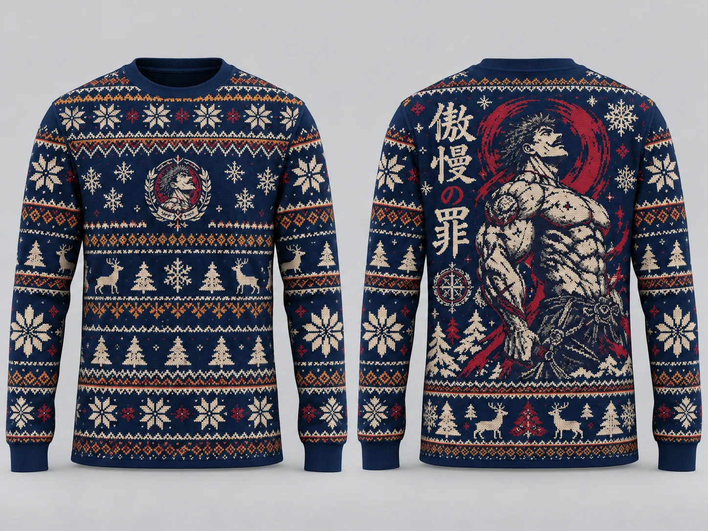 Family Matching Escanor Seven Deadly Sins Ugly Christmas Sweater, Lion's Sin of Pride 3D Print Xmas Sweatshirt for Adults Kids