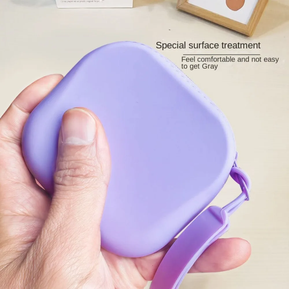 Casual Silicone Silicone Coin Purse Square Morandi Color Lipstick Pouch Solid Color Waterproof Small Item Bag Children