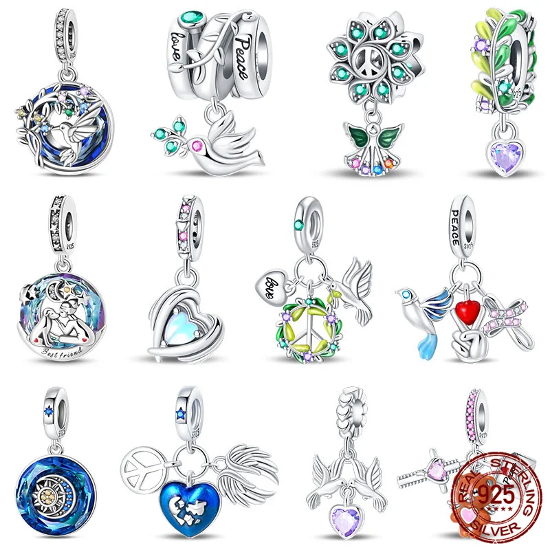 Hot Sale 100% 925 Sterling Silver Angel of Peace and Hope Charms Fit Pandora Original Bracelet Jewelry Making For Women Gift