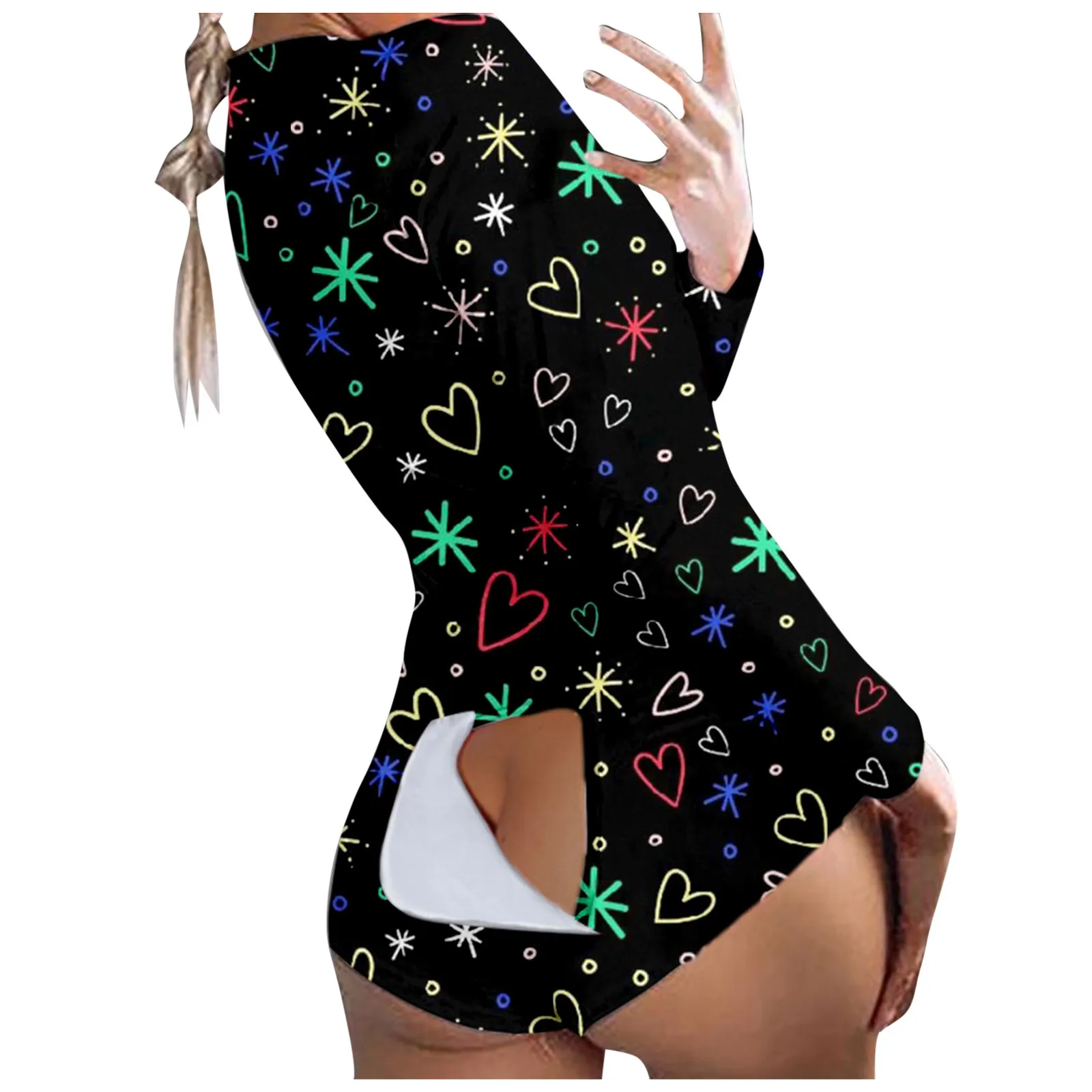 Body de Pijama con botones para mujer, estampado de corazón de amor, solapa abotonada funcional, mono Sexy para adultos, mono Abdl, puntada