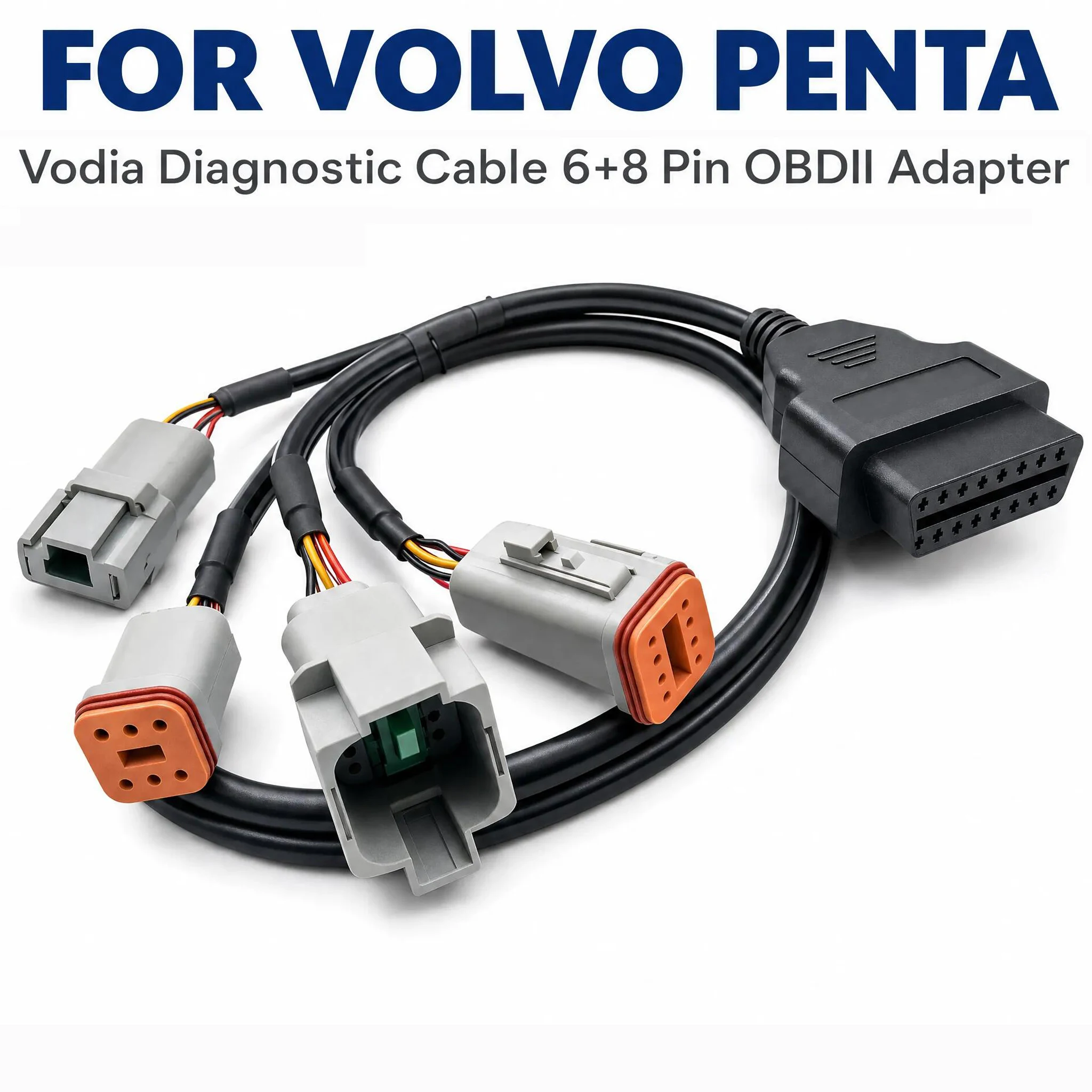 Marine Engine Diagnostic Wiring Harness Connect Cable of 6+8 Pins for VOLVO Vocom Vodia Scanner Tool Adapter Penta Parts