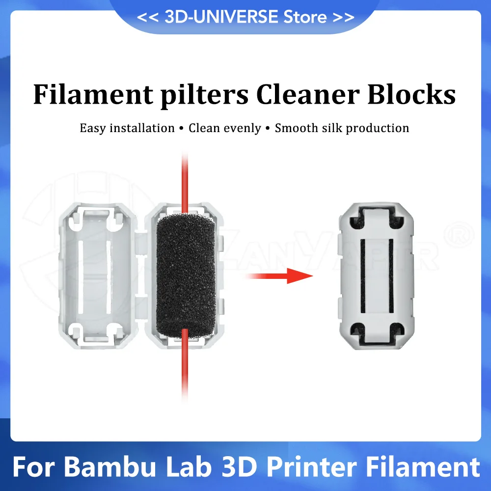 Filament Reiniger Filament Filter Staub Entfernung Flamme Schaum Sauber Blöcke 3d Drucker Zubehör für bambulab Creality a6 a8 cr-10