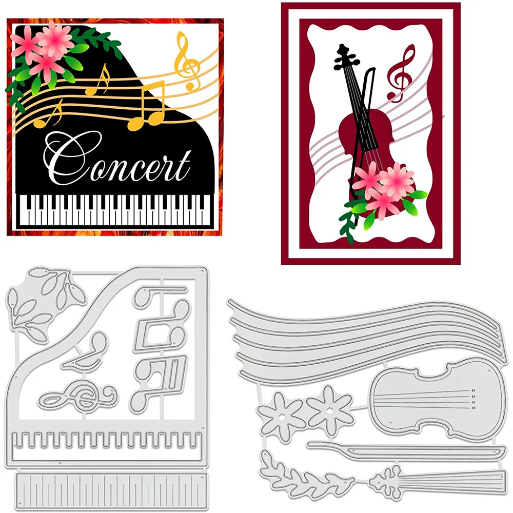 2Sheets Piano and Cello Die-Cuts Concert Cutting Dies for DIY Scrapbook Album Holiday Greeting Cards Making Diary Decoration keith jarrett budapest concert 2 cd