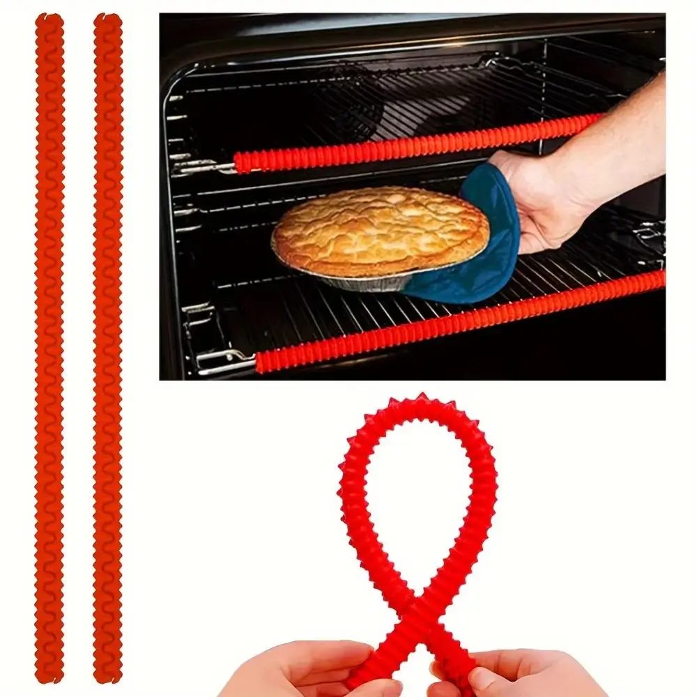 2Pcs Silicone Oven Rack Protector Threaded High Temperature Heat Insulation Strip Heat Resistant Avoid Scald