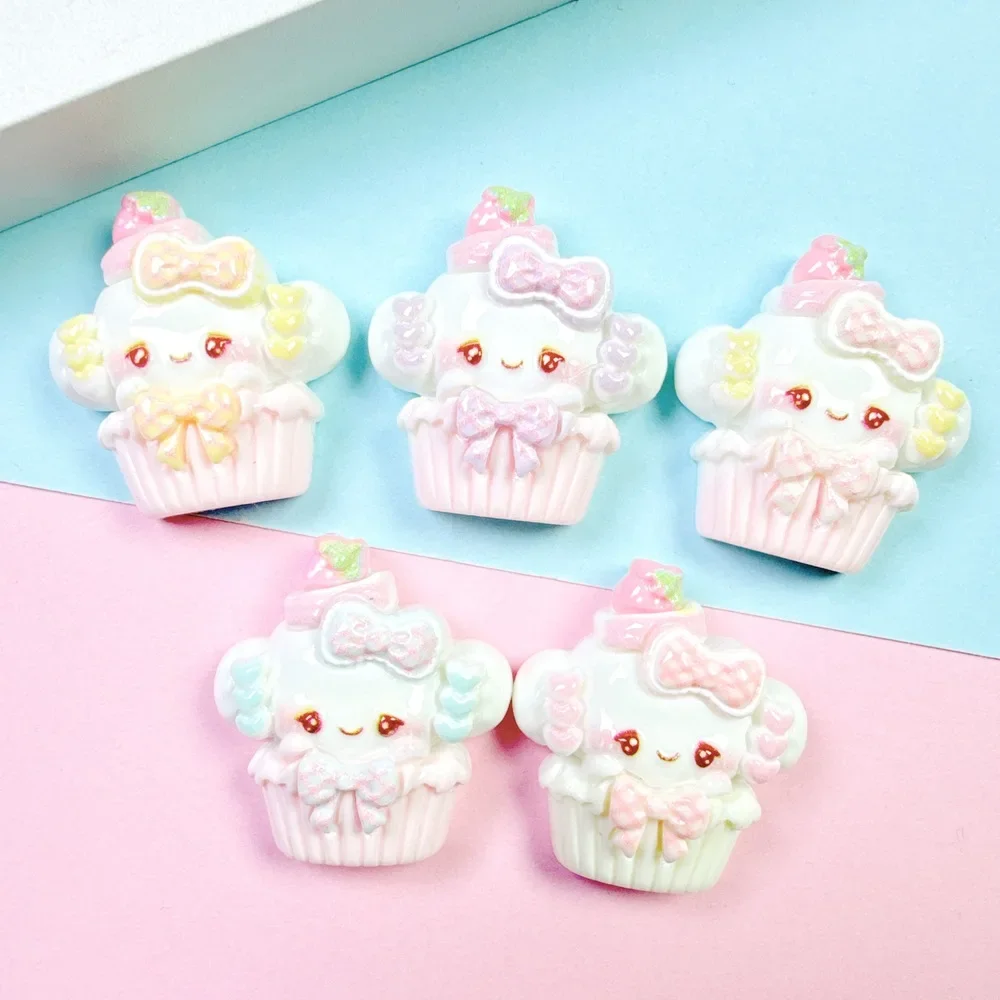 Cartoon Kawaii Mini Dog Cake Resin Flatback Cabochon DIY Jewelry Making Phone Case Decoration Fridge Magnet Clogs Decor Charm