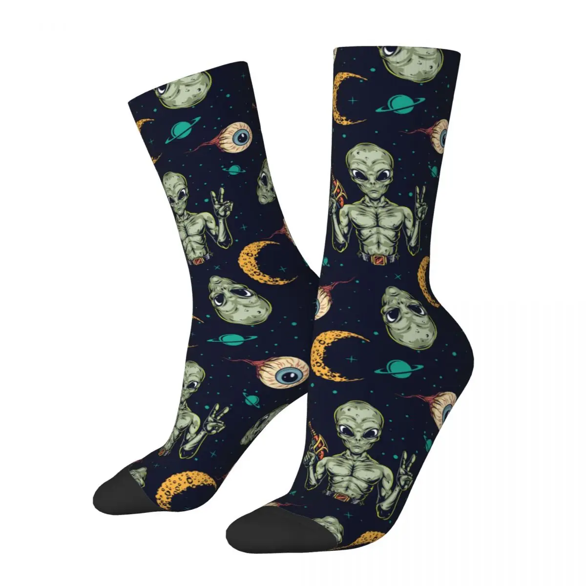 Female Psychedelic Human Eyes Alien Hippie Abstract Socks Super Soft Casual Socks Harajuku Accessories Middle Tube Crew Socks