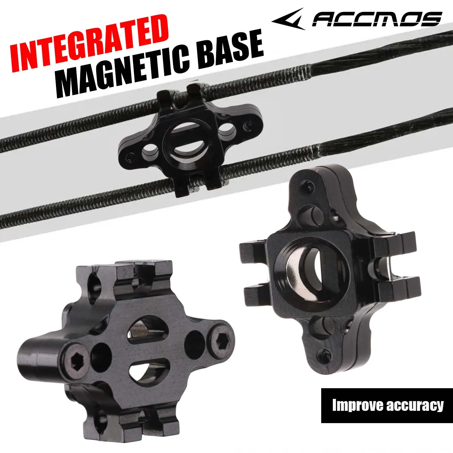 Magnetic Arrow Base for Compound Bow, Steel Ball Seat, No-Tie Bowstring Mount,  Hunting and Target Practice