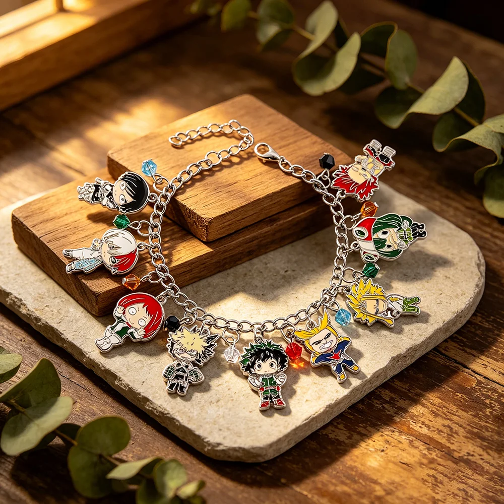 Handmade Enamel Pendant Anime My Hero Academia Charm Bracelets Cartoon Jewelry Accessories for Fans