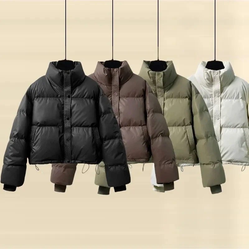 

Winter Parkas Thick Bread Coat2025New Disposable PU Leather Down Cotton-Padded Jacket Women Warm Short Cotton Padded Coat Female