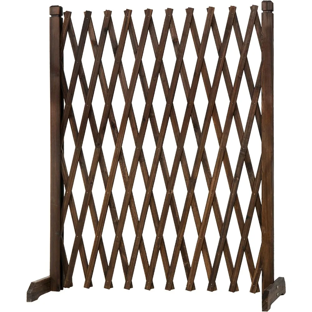 

Brown Solid Wood Expandable Plant Trellis for Climbing Plants, Decorative Outdoor Lattice Design Screen Garden Fence